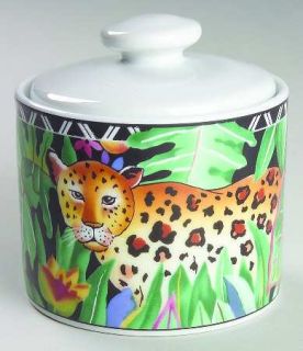 Sakura Magic Jungle Sugar Bowl & Lid, Fine China Dinnerware   African Animals In