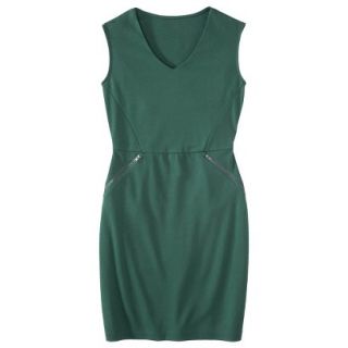 Mossimo Womens Ponte V neck Zippered Pocket Dress   Green XL