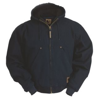 Berne Original Washed Hooded Jacket   Quilt Lined, Navy, 2XL, Model HJ375