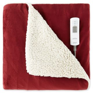 Sunbeam Heated Sherpa Throw, Garnet (Red)