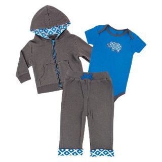 Yoga Sprout Newborn Boys Bodysuit and Pant Set   Grey/Blue 9 12 M