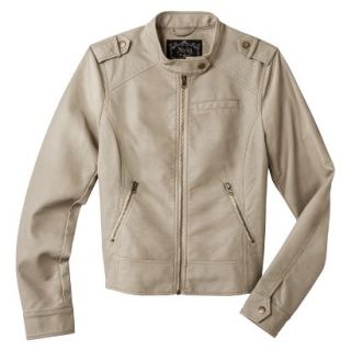 Coffee Shop Womens Faux Leather Jacket  Cream M