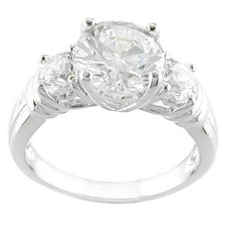 Silver Silver Plated 3 Stone Cz Ring   7.0