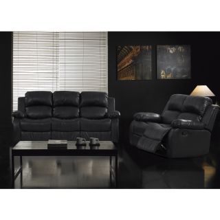 Rotunda Black Reclning Sofa And Loveseat Set With Four Recliners