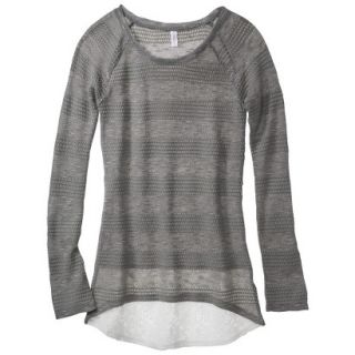 Xhilaration Juniors High Low Sweater with Crochet Trim   Gray S(3 5)