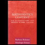 Mathematics Content for Elementary and Middle School Teachers