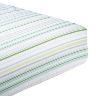 Swaddle Designs Fitted Crib Sheet   Green & Sterling Stripes