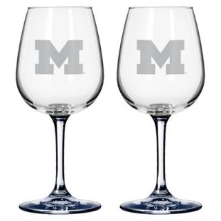 Boelter Brands NCAA 2 Pack Michigan Wolverines% Satin Etch Wine Glass   12 oz