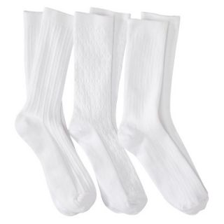 Merona Womens 3 Pack Texture Crew Socks   White One Size Fits Most