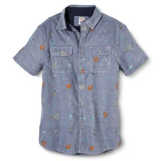 Mossimo Supply Co. Mens Short Sleeve Button Down   Tear Drop Blue XL