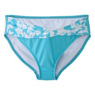 Womens Maternity Twist Front Hipster Swim Bottom   Turquoise/White M