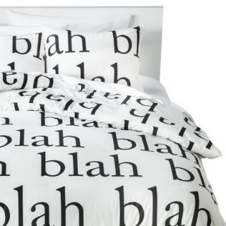 Blah Blah Comforter Set   Black & White (Full/Queen)