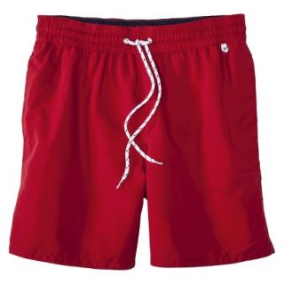 Merona Mens 6 Elastic Waist Solid Swim Short   Red XL