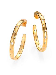 MIJA White Sapphire Constellation Hoop Earrings/1.3   Gold