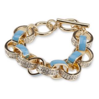 Womens Pave Bracelet   Gold/Blue/Crystal