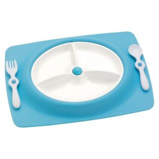 Mate Stay Put Mat Plate and Utensil Set   Blue by Skip Hop