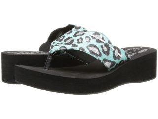 Roper Glitter Leopard Print Wedge Sandal Womens Wedge Shoes (Navy)