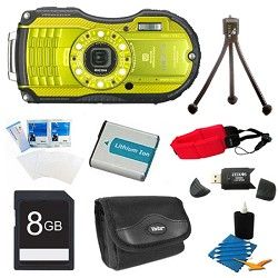 Ricoh WG 4 16MP HD 1080p Waterproof Digital Camera Lime Yellow 8GB Kit