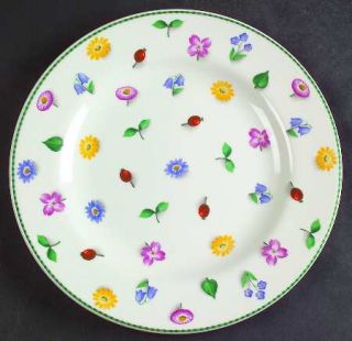Vista Alegre Spring Salad Plate, Fine China Dinnerware   Flower Sprigs, Green Tr