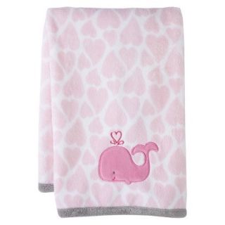 Just One You Made by Carters Print Blanket with Pink Whale Applique