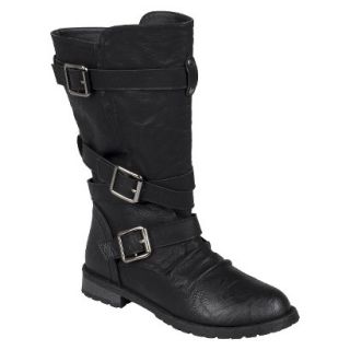 Womens Bamboo By Journee Round Toe Buckle Detail Boots   Black 6