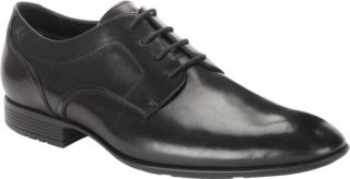 Mens Rockport Dialed In Plaintoe   Black Leather Oxfords