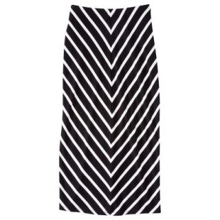 Mossimo Womens Knit Midi Skirt   Black/White V Stripe L