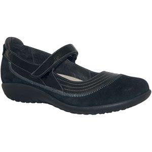Naot Womens Kirei Black Madras Black Suede Black Patent Shoes, Size 42 M   11042 N41