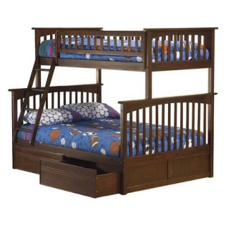 Kids Bed Columbia Twin Over Full Bunk Bed with Under Bed Drawers   Antique