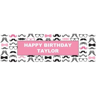 Pink Mustache Personalized Banner