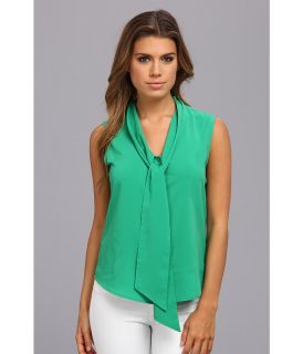 Calvin Klein Sleevless Tie Neck Front Blouse Womens Blouse (Green)