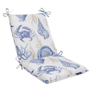 Outdoor Square Edge Chair Cushion   Blue/Tan Sealife