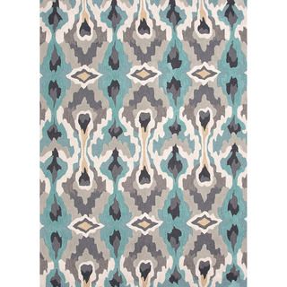 Hand tufted Transitional Tribal Pattern Blue Rug (2 X 3)