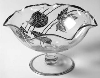 Silver City Forest Compote   Sterling Leaf Etch
