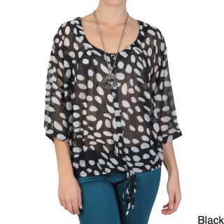 Tressa Designs Womens Contemporary Plus Sheer Button up Spotted Top