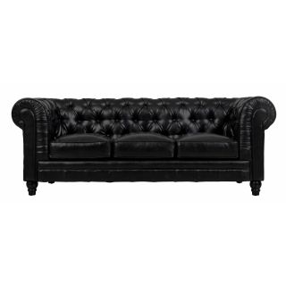 Zahara Black Bonded Leather Living Room Set