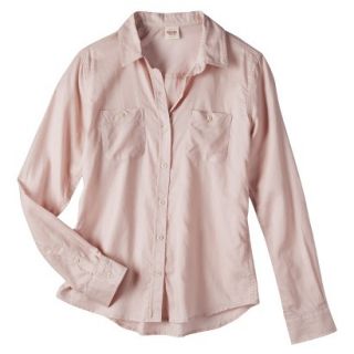 Mossimo Supply Co. Juniors Long Sleeve Button Down Shirt   Pink Metal M(7 9)