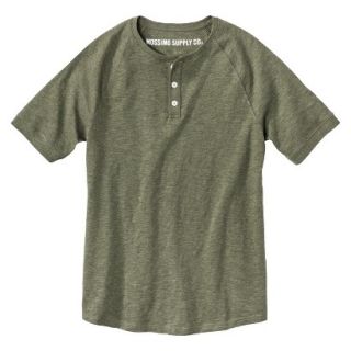 Mossimo Supply Co. Mens Short Sleeve Henley   Muddied Basil L