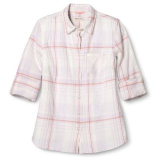 Merona Womens Favorite Button Down Gauze Shirt   Spring Lilac/Moxie Peach   XS