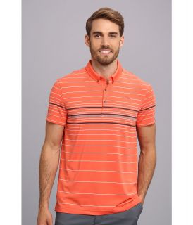 PUMA Golf Lux Stripe Polo Mens Short Sleeve Pullover (Coral)