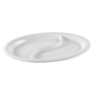 CHEFS Large Divided Oval Serving Platter, White