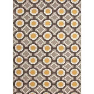Hand tufted Contemporary Geometric Pattern Yellow Rug (36 X 56)
