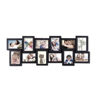 Adeco 12 opening 4x6 Black Plastic Wall Hanging Collage Picture Photo Frame Black Size 4x6