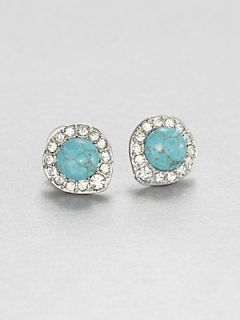 ABS by Allen Schwartz Jewelry Button Earrings   Silver Blue