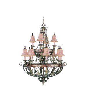 LiveX Lighting LVX 8848 64 Palacial Bronze with Gilded Accents Pomplano Chandeli
