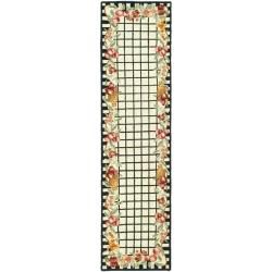 Hand hooked Chelsea Fruits Ivory Wool Rug (26 X 6)