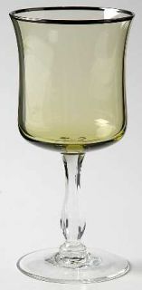 Noritake Rainbow Pale Green Platinum Wine Glass   Pale Green Bowl, Clear Stem, P