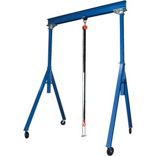 Vestil Steel Gantry Crane   Adjustable Height, 6000 Lb. Capacity, 20ft.L x 10