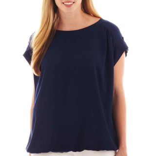 A.N.A Tab Sleeve Woven Banded Top   Plus, American Navy