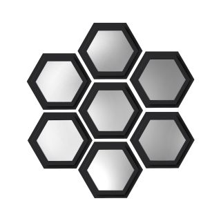 Set of 7 Hexagon Black Wall Mirrors
